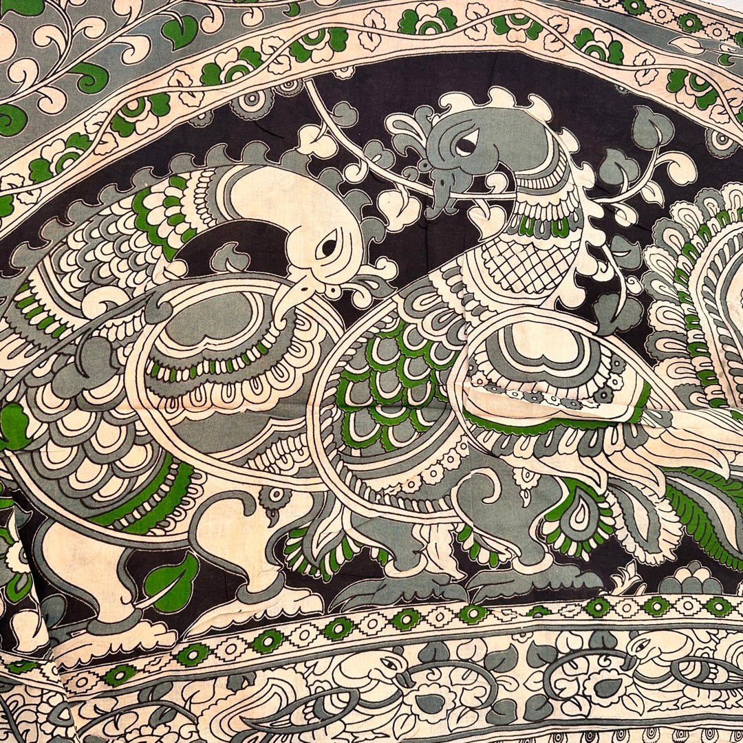Cotton Halfwhite Kalamkari Saree - KCSKH07