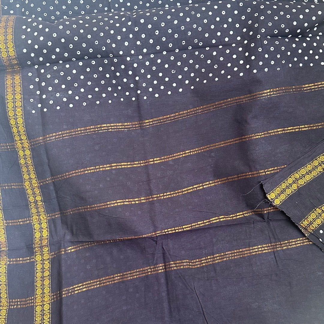 Sungudi Cotton Black Saree