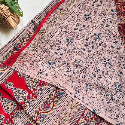 Cotton Red Kalamkari Saree - KCJKP04
