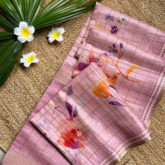 SemiTussar Pink Saree