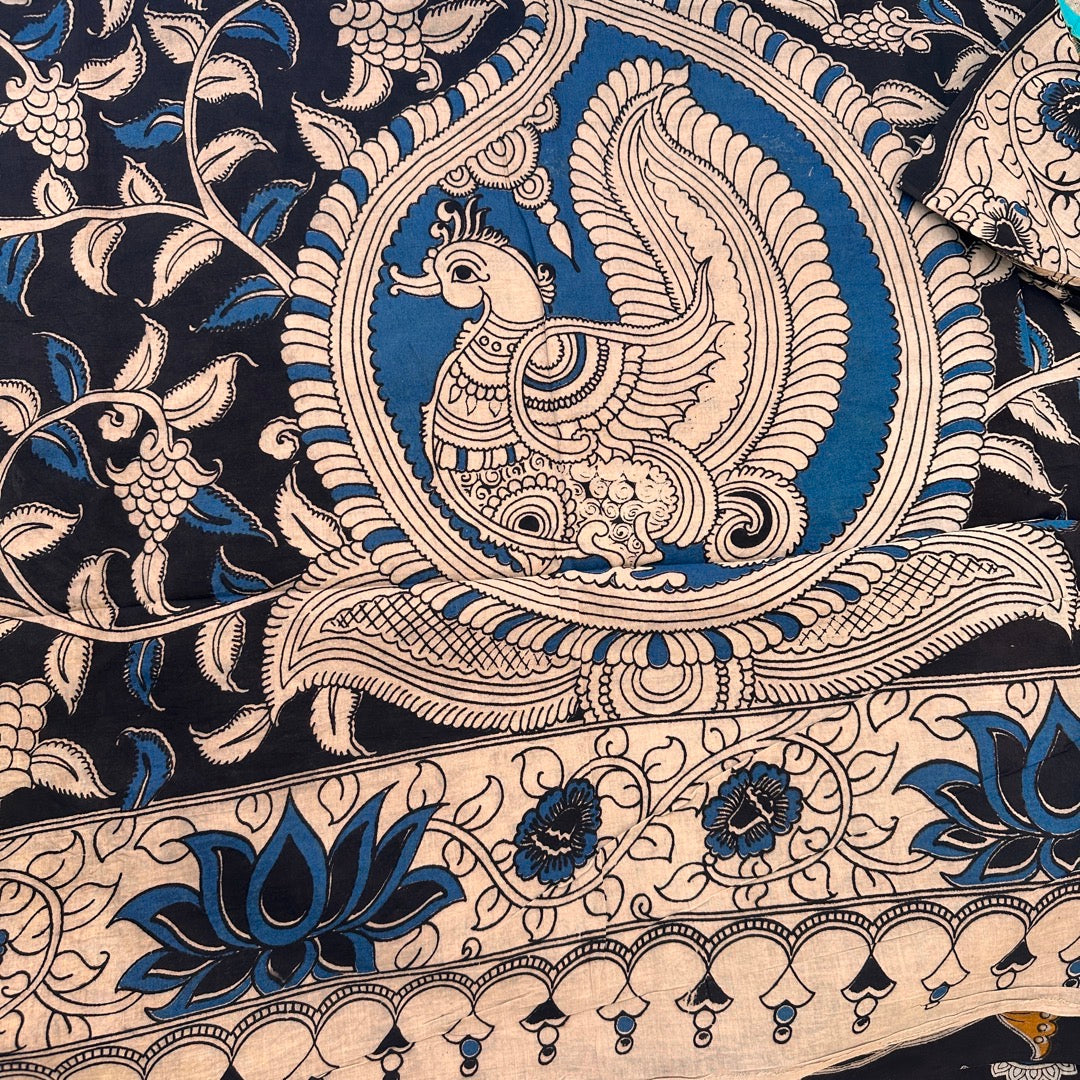 Cotton Black Kalamkari Saree - KCSKH01