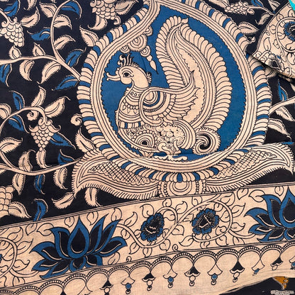 Cotton Black Kalamkari Saree - KCSKH01