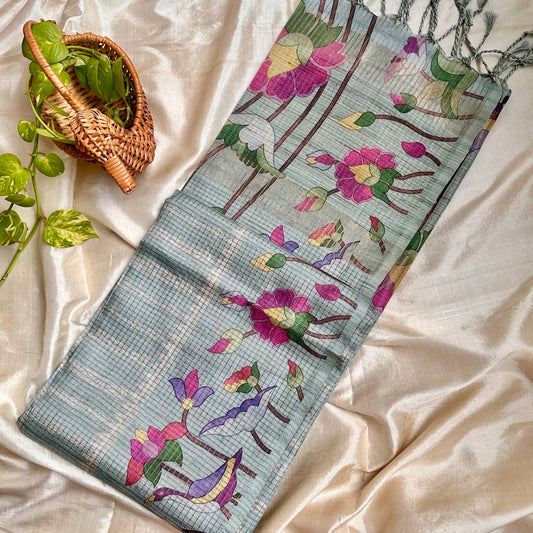 SemiTussar Blue Saree