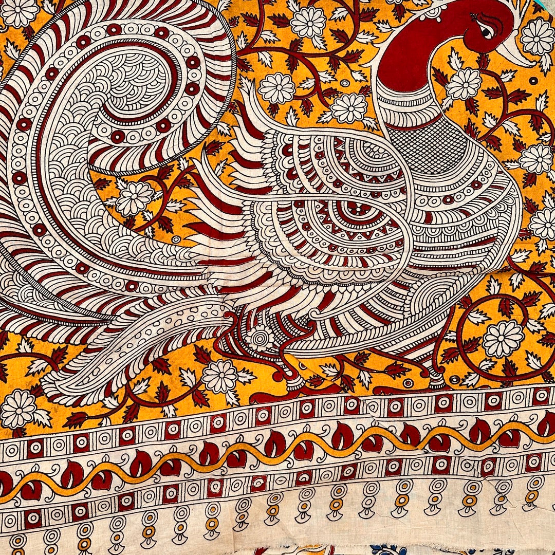 Cotton Halfwhite Kalamkari Saree - KCSKH13
