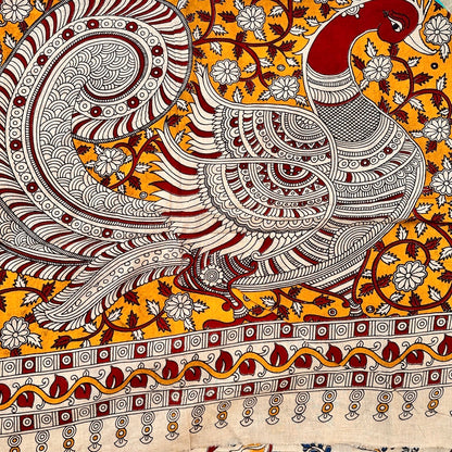 Cotton Halfwhite Kalamkari Saree - KCSKH13