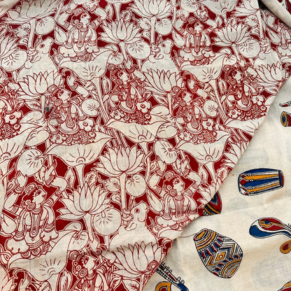 Cotton Halfwhite Kalamkari Saree - KCSKH12