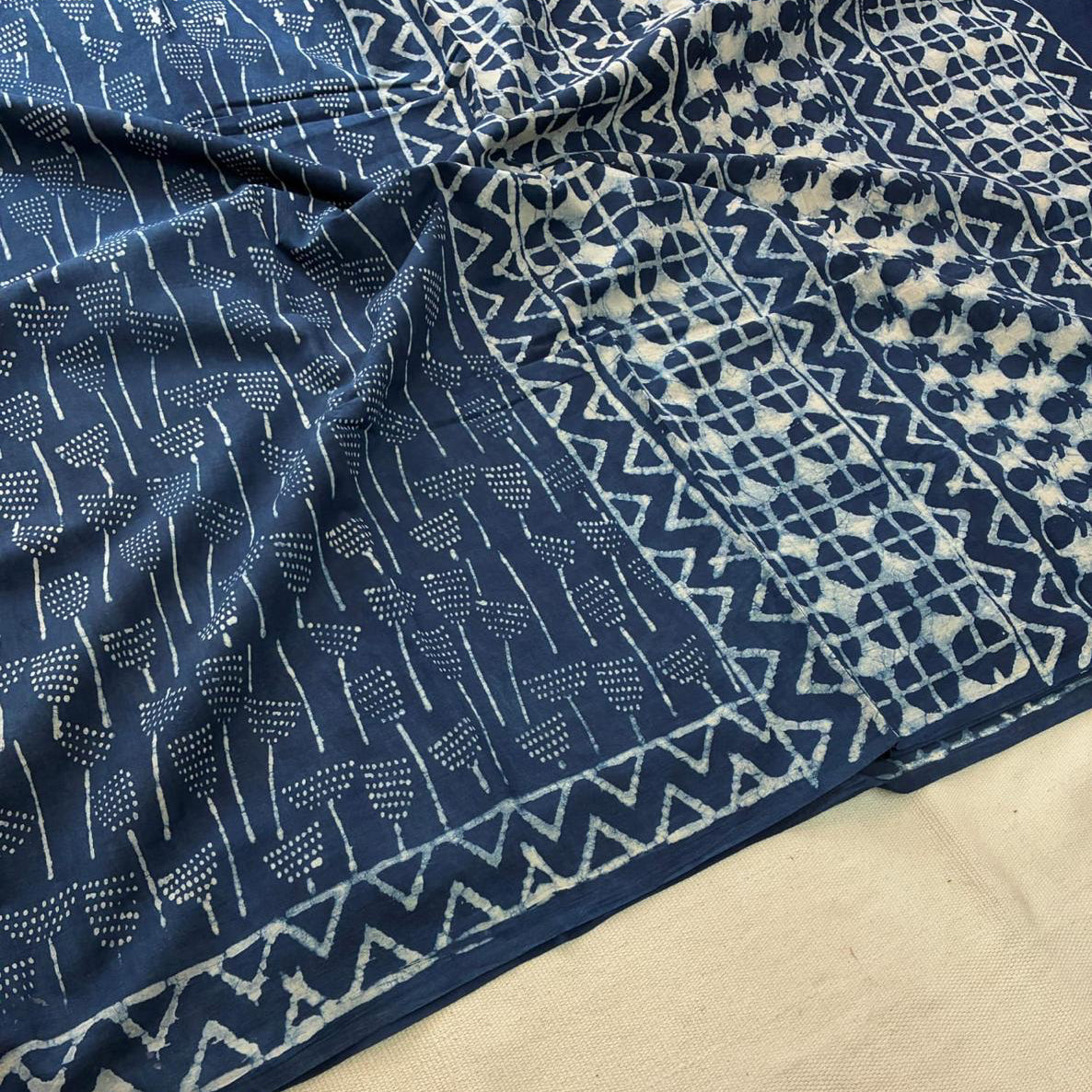 Mul Cotton Indigo Saree