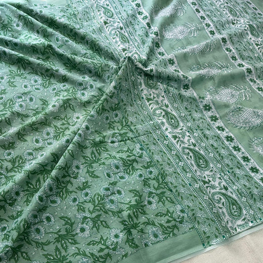 Mulmul Cotton Green Saree