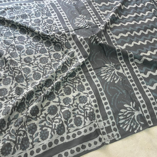 Mul cotton grey saree