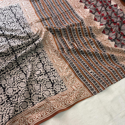 Mul cotton black saree