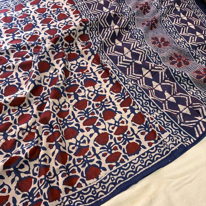 Half white Mul cotton saree