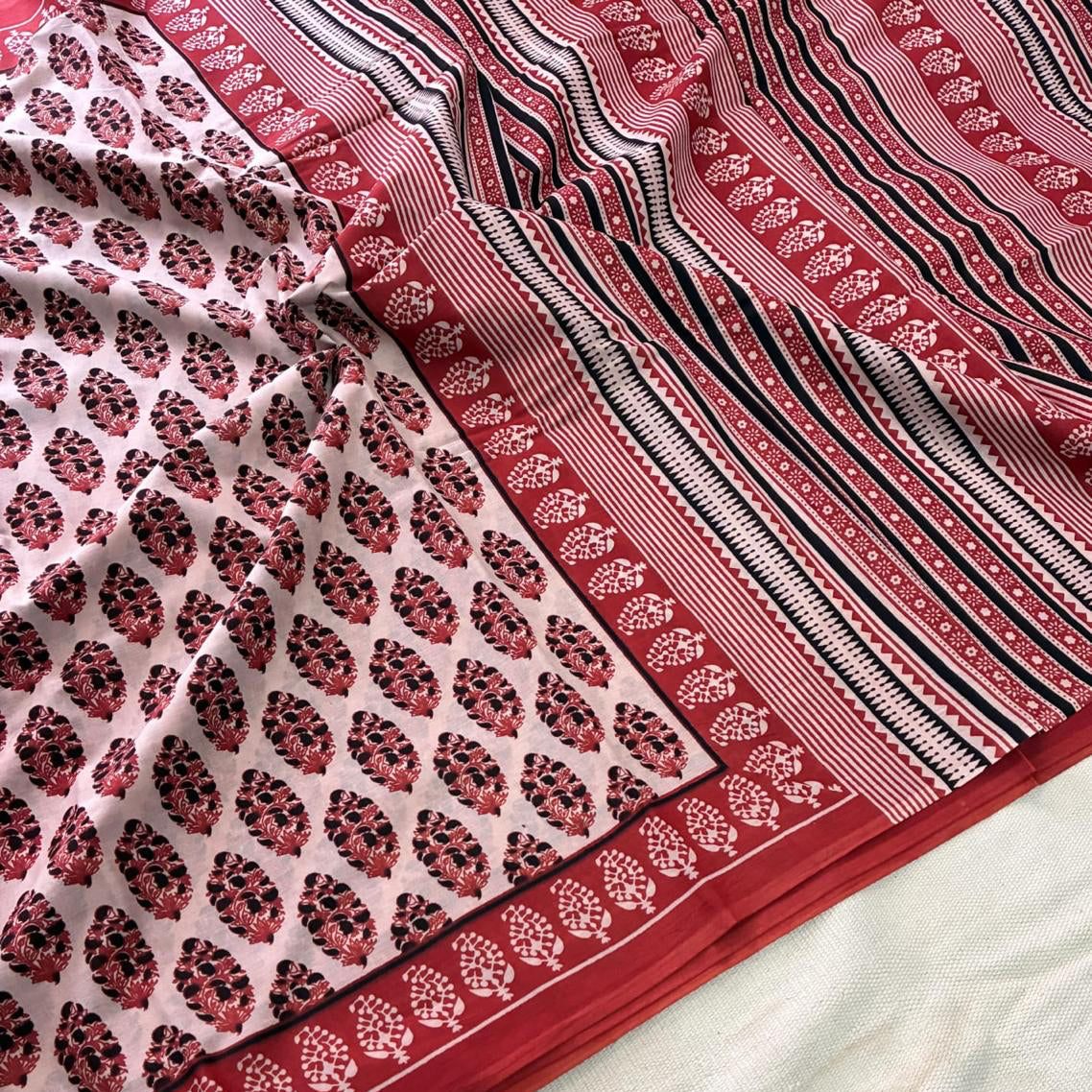Mul cotton pink saree
