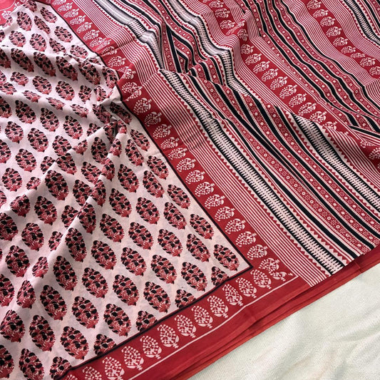 Mul cotton pink saree
