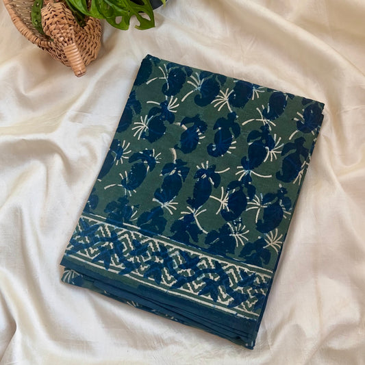 Mulmul Cotton Green Saree