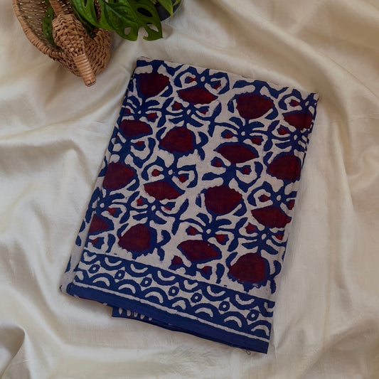 Mulmul Cotton WhiteRB Saree - MULC
