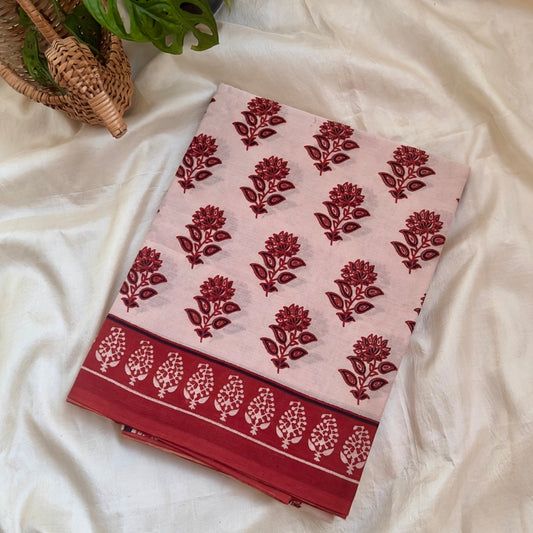 Mulmul Cotton Pink Saree