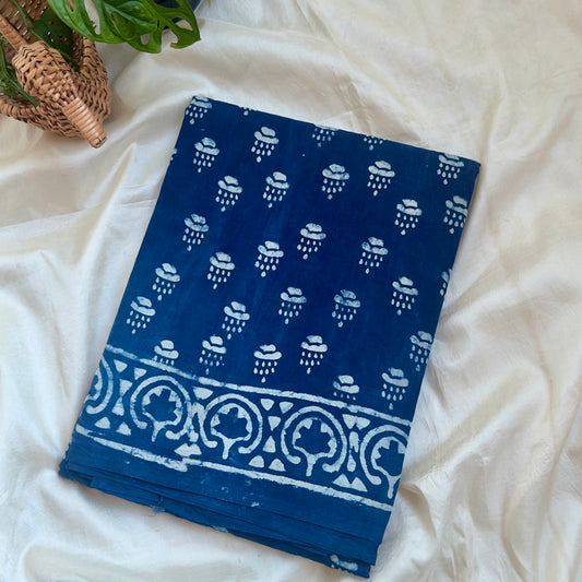Mulmul Cotton Indigo Saree