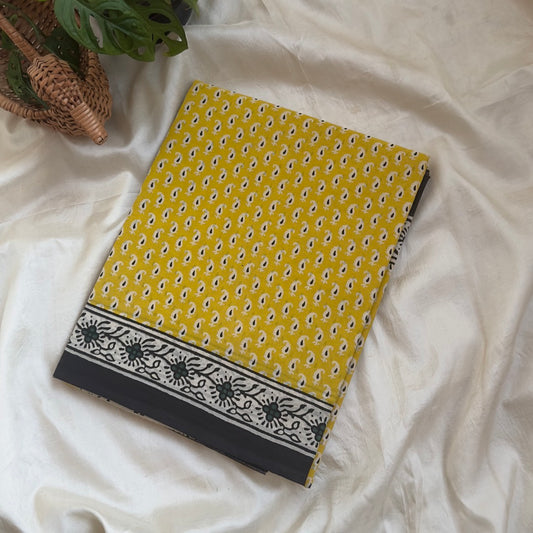 Mulmul Cotton Yellow Saree