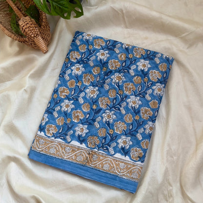 Mulmul Cotton Blue Saree