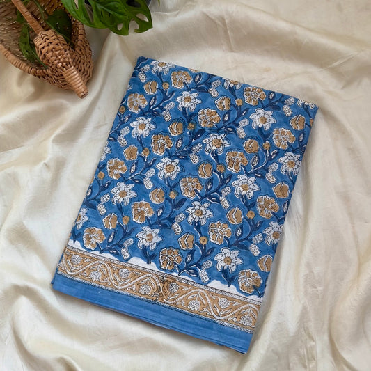 Mulmul Cotton Blue Saree