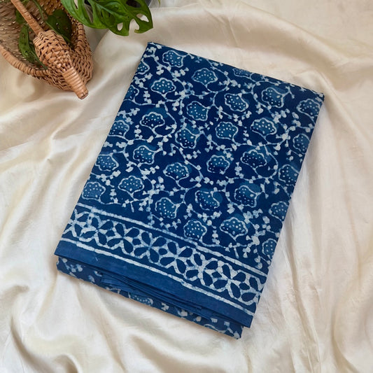 Mulmul Cotton Indigo Saree