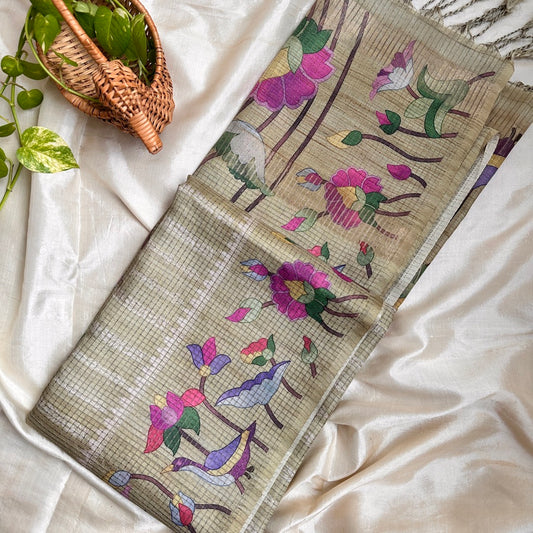 SemiTussar Green Saree