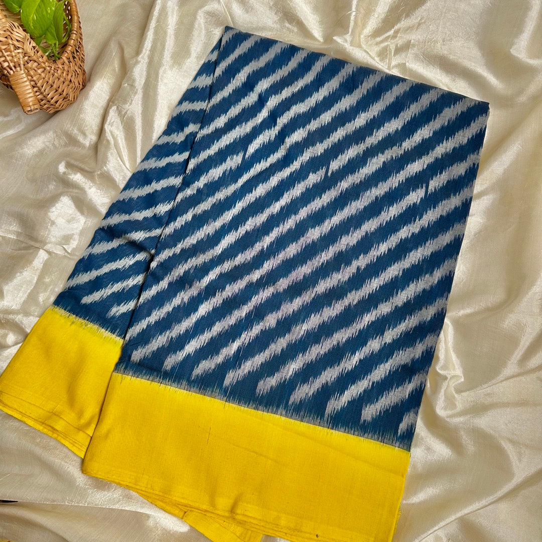 Ikkat BYellow Handloom Saree