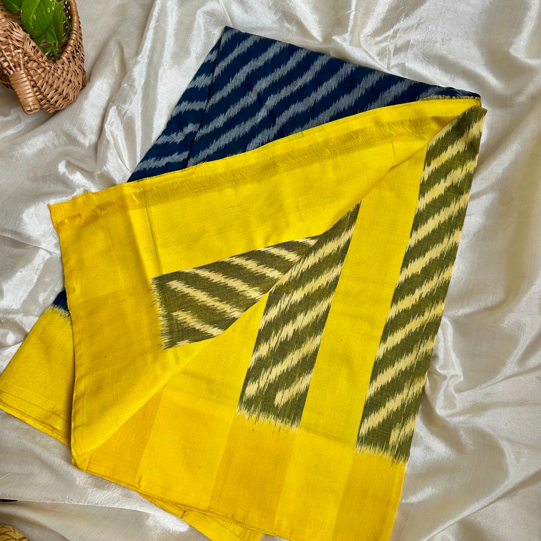Ikkat BYellow Handloom Saree