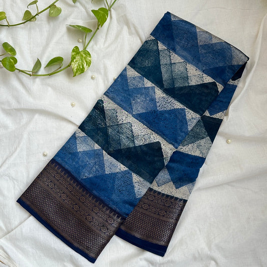 Butter Chanderi DarkBlue Saree