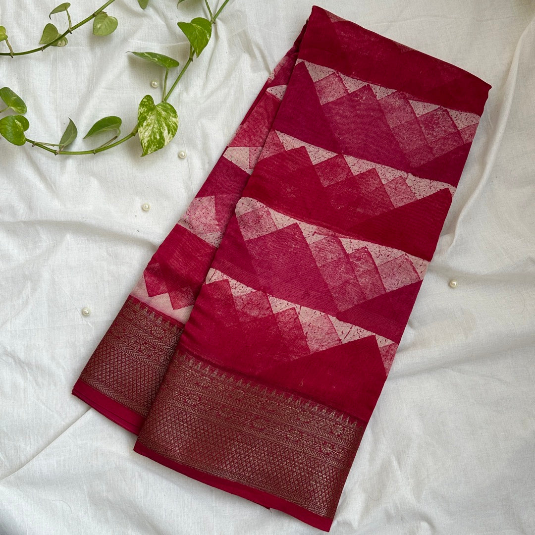 Butter Chanderi Pink Saree