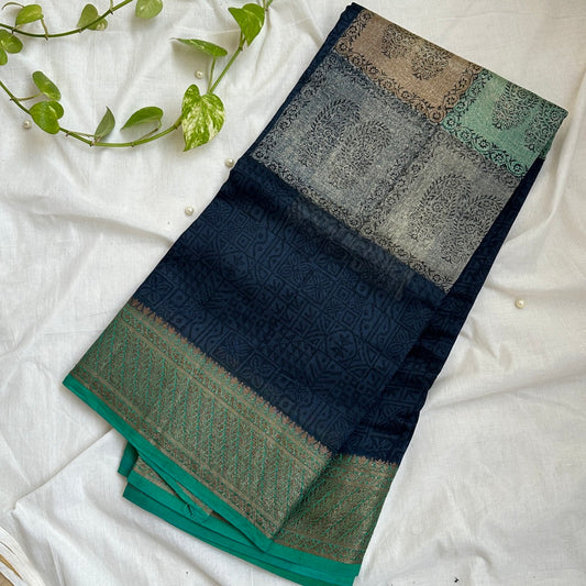 Butter Chanderi Blue Saree