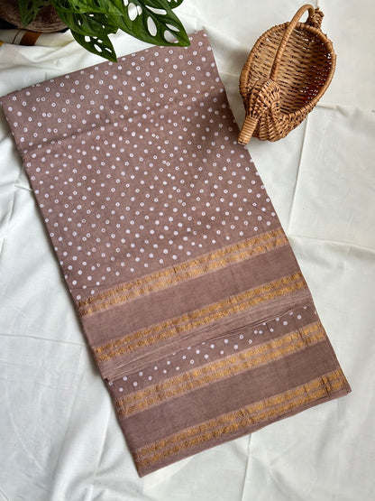 Sungudi Cotton Beige Saree