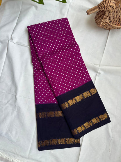Sungudi Cotton Purple Blue Saree