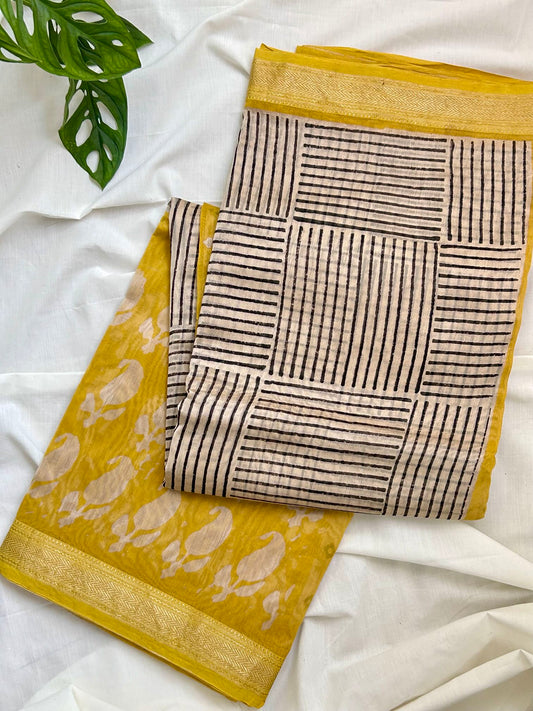 BeigeYellow  Maheswari Silk Saree