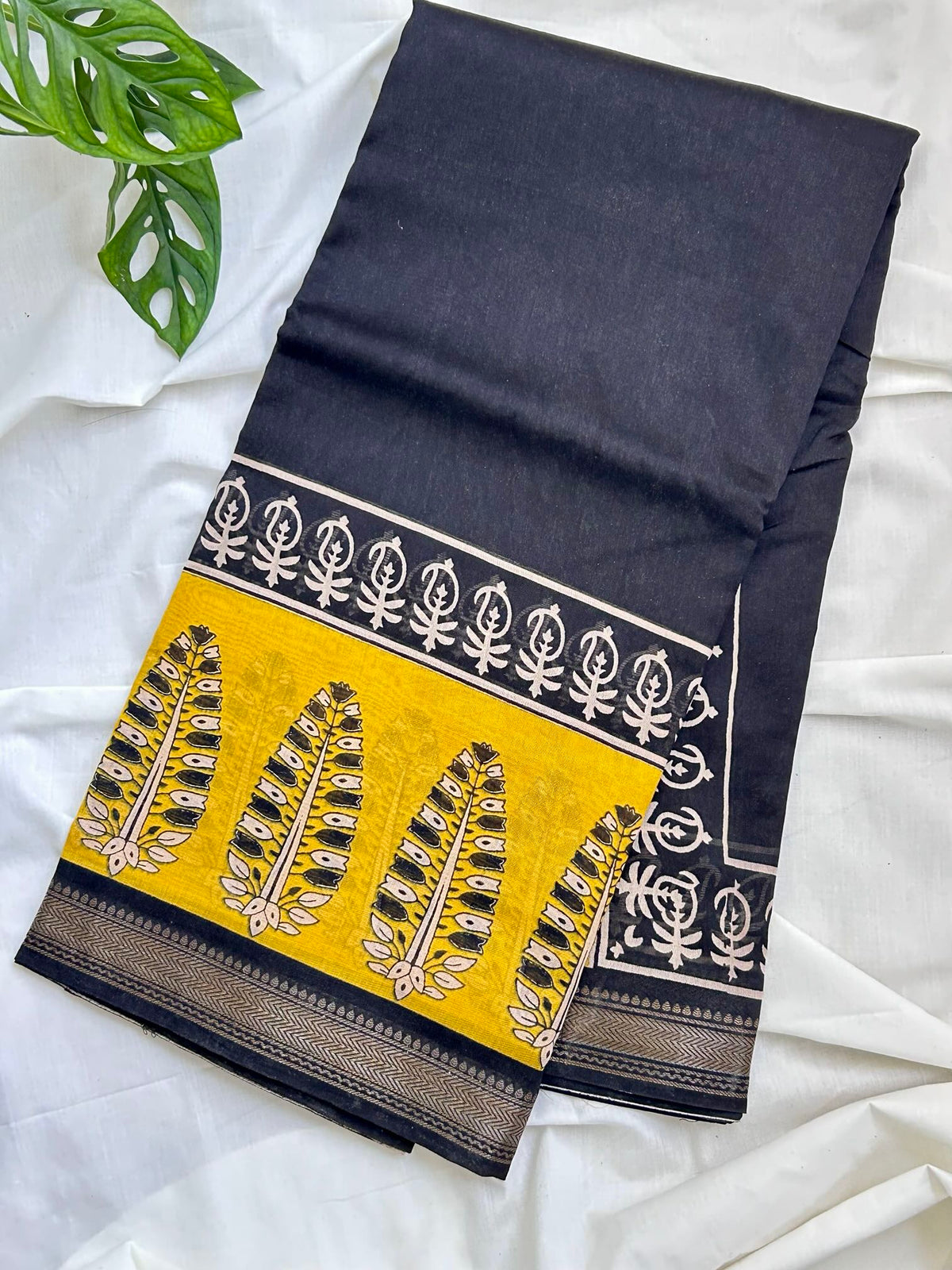 Black Maheswari Silk Saree