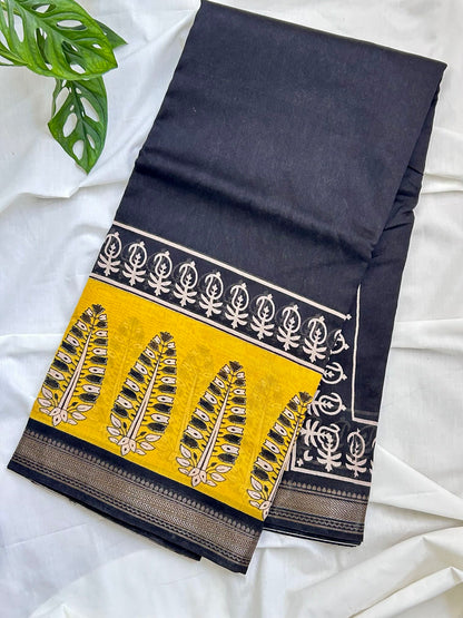 Black Maheswari Silk Saree
