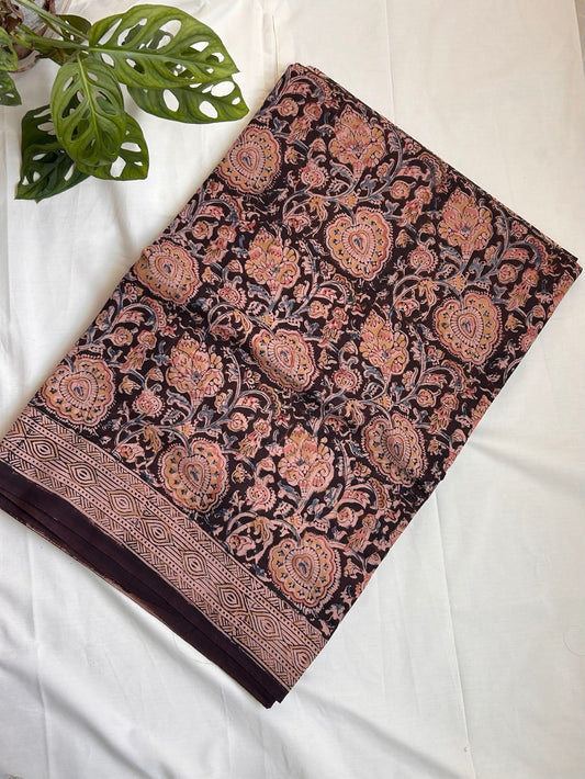 Cotton Maroon Kalamkari Saree KA06