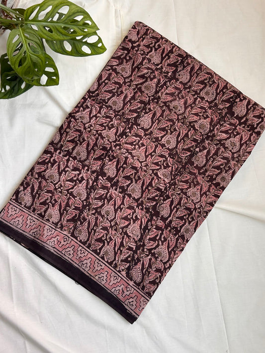 Cotton Maroon Kalamkari Saree KA02