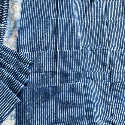 Mulmul Handprinted striped Saree