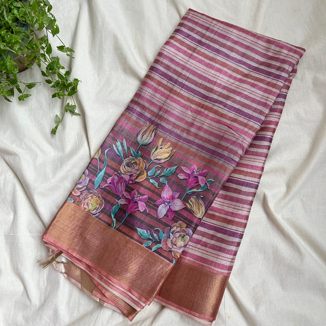Semi Koreasilk Pink Saree