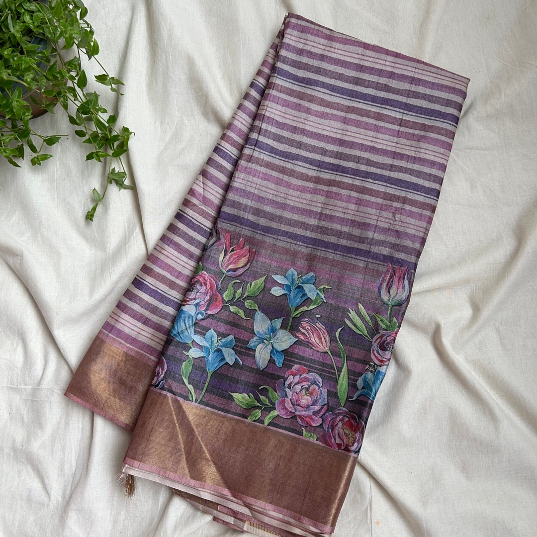 Semi Koreasilk Purple Saree