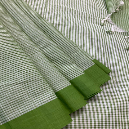 Cotton Green Minichecks Saree