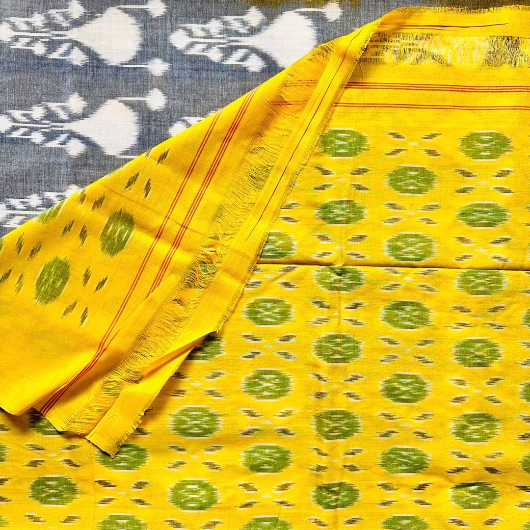 Ikkat SeaGreen Handloom Saree