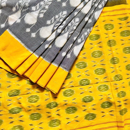 Ikkat SeaGreen Handloom Saree