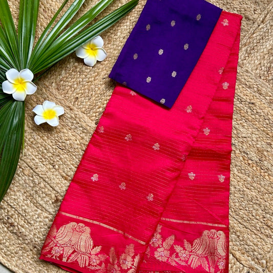 Semi Mushru R.Pink Saree