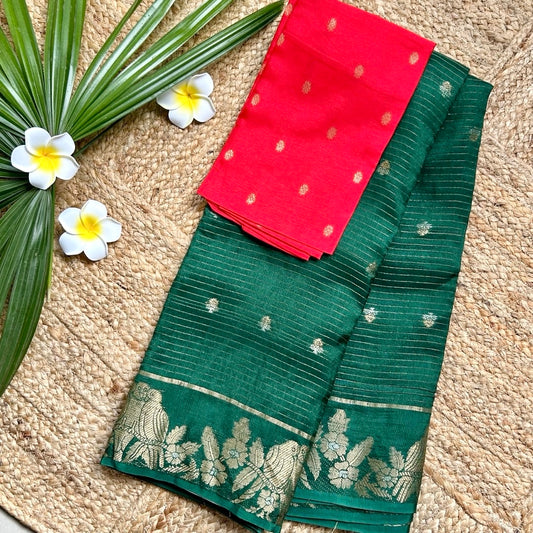 Semi Mushru B.Green Saree