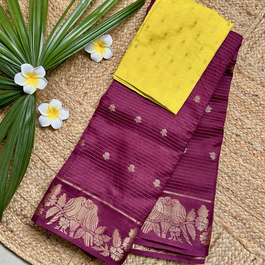 Semi Mushru Burgundy Saree