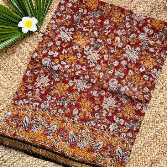 Kota Kalamkari Red Saree