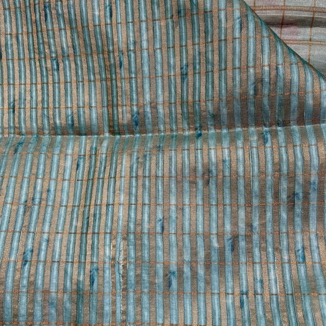 SemiTussar Blue Saree www.vayatistudio.com.