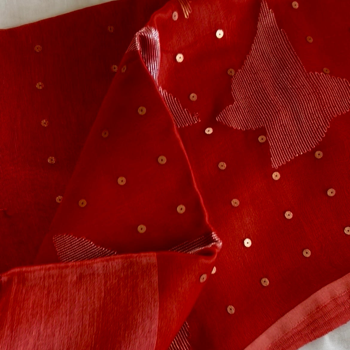 Silk Linen Red Saree